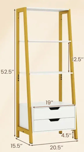 lot 365 image: Costway 4-Tier Ladder Shelf with 2 Drawers 52.5 Inch Tall Freestanding Bookcase