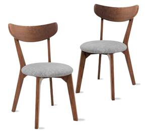 lot 366 image: BECOMFORT Dining Chairs Set of 2, Walnut Finished Wood Chairs with Curved Back, Cushioned Seat and Sturdy Solid Wood Structure, Mid Century Modern Chair for Living Room, Bedroom, Kitchen (2)