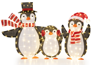 lot 368 image: Costway Light up Penguins Christmas Decorations with 194 LED Lights and Zip Ties