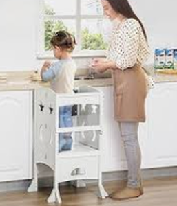 lot 369 image: Honey Joy 2 in 1 Kids Foldable Kitchen Step Stool  (Minor Transit Damage, See Photo)