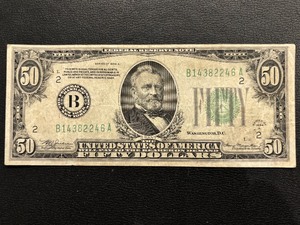 lot 4 image: 1934 A Green Seal $50 Dollar Federal Reserve Note