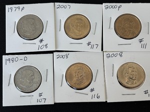 lot 31 image: Susan B. Anthony, Sacagawea, and President Dollars