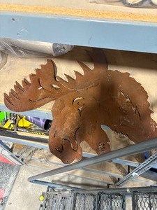 lot 36 image: 2 Metal Moose Heads