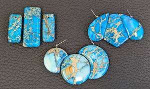 lot 42 image: Collection of Blue Seadiment Jasper Stone Beads, Assorted Shapes