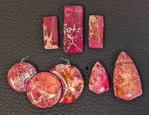 lot 47 image: Assorted Large Jasper Stone Pendants and Beads Collection
