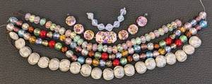 lot 51 image: Set of 6 Art Glass Bead Strands Assorted Colors and Designs
