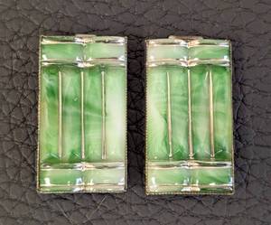 lot 97 image: Pair of Czech Art Deco Green Glass Pendants