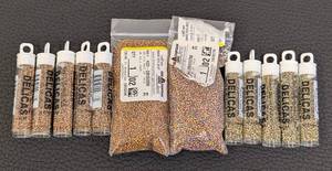 lot 107 image: Set of 12 Fire Mountain Gold Plated Seed Bead Packs