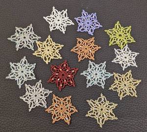 lot 111 image: Set of 14 Handcrafted Beaded Snowflake Ornaments, 3 Inch Diameter