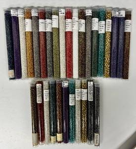 lot 36H image: W - Lot of 30 CB Tubes with Assorted Glass Beads
