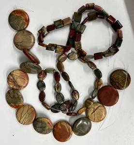 lot 37H image: W - Set of Multi-Color Picasso Jasper Beads - Round, Oval, and Square Loose Beads