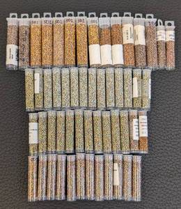 lot 133 image: Seed Beads - 50 Tubes Assorted Metallic Colors Gold AB Bronze
