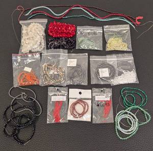 lot 153 image: Stone Bead Strands - 23-Strand Lot of Mixed Natural Beads for Jewelry Making