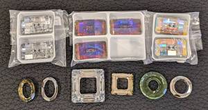 lot 154 image: Swarovski CB0388 Crystal Volcano Rectangle Button 30x16mm Chessboard