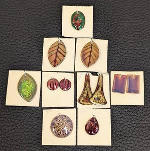 lot 165 image: Nine Enameled Pendants - Assorted Shapes & Colors