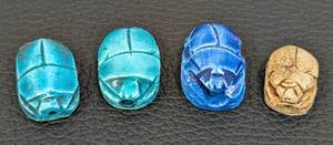 lot 174 image: Scarab Pendants - Ceramic, Glazed - Set of 4
