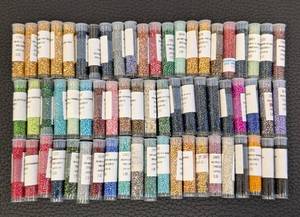 lot 178 image: Seed Bead Tubes Lot - 60 Assorted Colors, Glass Seed Beads