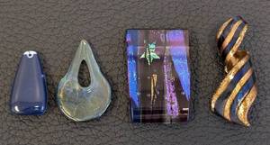 lot 197 image: Dichroic Art Glass Pendants - 4-Piece Set