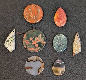 lot 205 image: Polished Stone Pendants - 8-Piece Assortment