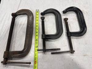 lot 1308 image: Lot of 3 Metal C-Clamps