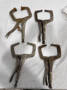 lot 1318 image: Lot of 4 C-Clamp Locking Pliers