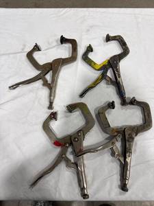 lot 1319 image: Lot of 4 C-Clamp Locking Pliers