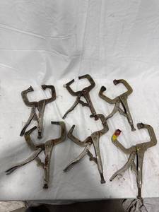 lot 1321 image: Lot of 6 C-Clamp Locking Pliers