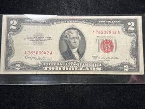 lot 66 image: 1953C US RED SEAL $2 BILL