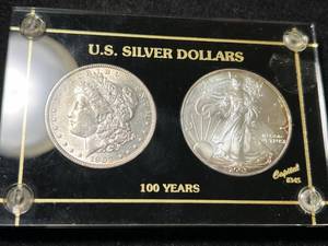 lot 72 image: 1903 US MORGAN SILVER DOLLAR WITH 2003 SILVER EAGLE