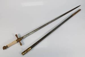 lot 32 image: Antique Sword with Scabbard (MWA on handle)