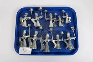 lot 57 image: Handmade Banka Tin Angel Candle Holders Lot of 10 (Smaller)