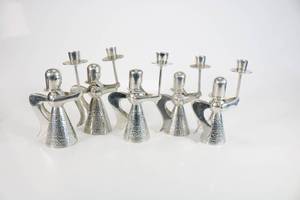 lot 56 image: Handmade Banka Tin Angel Candle Holders Lot of 5 (Larger)