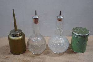 lot 56 image: Antique Barber Bottles and Shaker
