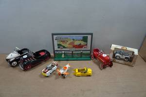 lot 157 image: Assoted Kiddie Car Pedal Car Toys and Billboard