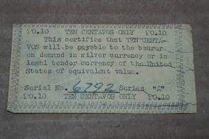 lot 19 image: WWII Philippines 10 Centavos Emergency Currency