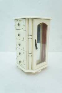 lot 183 image: Rotating Jewelry Box with Drawers and Doors for Hanging Necklaces