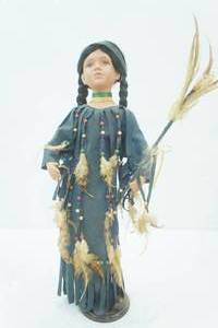lot 225 image: Collectible Native American Porcelain Doll. 22 tall