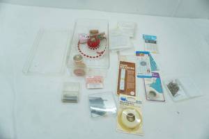 lot 50 image: Sewing Supplies and Storage Container mostly unused items