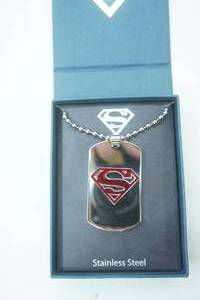 lot 128 image: Jewelry Lot Stainless Steel Superman Dog Tag Necklace