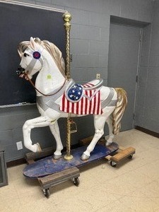 lot 1 image: Beautiful Americana Patriotic Carousel Horse&nbsp