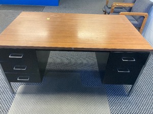 lot 78 image: Metal office desk with wood top