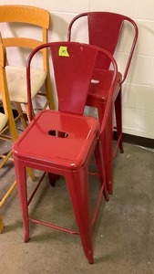 lot 197 image: Set of red counter stools