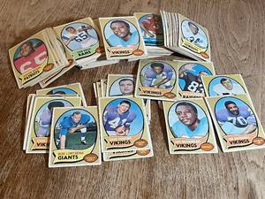 lot 12 image: Vintage NFL Football Trading Card Lot - VikingsSaintsGiantsRaiders - 150 Cards