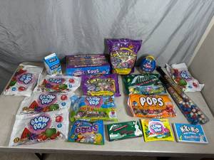lot 44 image: Assorted Candy, Dubble Bubble, Andes Mints, Candy Blox, Tootsie Pops, and More