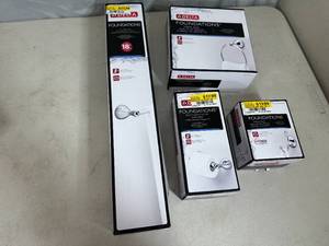 lot 95 image: New Delta Foundations Chrome Bathroom Set - Towel Bar, Ring, Hook, Etc