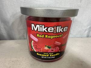 lot 271 image: New Mike and Ike Red Rageous Triple Wick Scented Candle