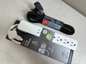 lot 284 image: New GE Surge Protector and 9 ft Fabric Covered Extension Cord