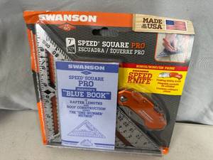 lot 287 image: New 7 inch Speed Square with Folding Utility Knife and 3 Line Levels