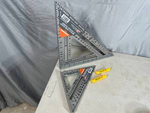 lot 305 image: New Swanson 12 inch Speed Square, 7 inch Speed Square and 2 Line Levels