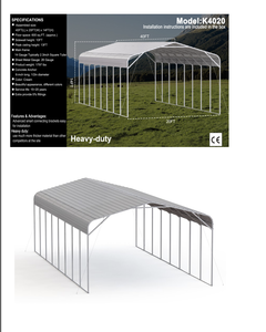 lot 10 image: K4020 Unused 40ft x 20ft SteeI  Carport Shed